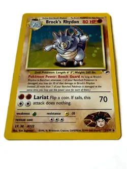 Pokemon TCG 2000 Brock’s Rhydon 2/132 Gym Heroes Holo Rare WOTC Vintage LP - Image 3