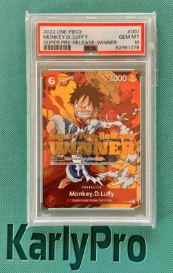 2022 ONE PIECE Monkey D Luffy P-001 (Super Pre-Release WINNER) PSA10 - Image 1
