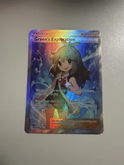 Green's Exploration Trainer Full Art Pokemon Card Holo - Image 1