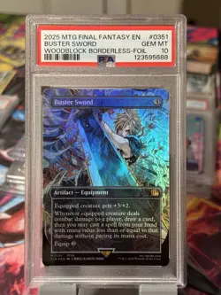 2025 MTG FINAL FANTASY WOODBLOCK BORDERLESS-FOIL #0351 BUSTER SWORD PSA 10 - Image 2
