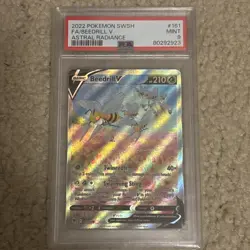 2022 Pokemon Astral Radiance #161 Beedrill V Full art Alt Art PSA 9 Mint - Image 1
