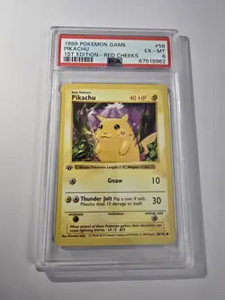 1999 POKEMON BASE SET 1ST EDITION-RED CHEEKS #58 PIKACHU PSA 6 - Image 5