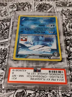 2014 Pokemon XY Flashfire #31 Avalugg Holo 1st Place Pokemon League PSA 8 - Image 4