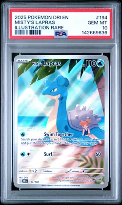 2025 POKEMON DRI EN-DESTINED RIVALS ILLUSTRATION RARE #194 MISTY'S LAPRAS PSA 10 - Image 1