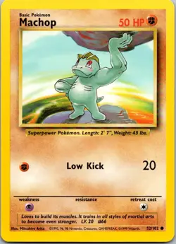 Machop 52/102 Common Base Set Unlimited Pokemon Near Mint - Image 1