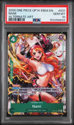 2026 ONE PIECE OP14 EB04 #031 AZURE SEA'S SEVEN NAMI ALT ART PSA 10 GEM MINT - Image 1