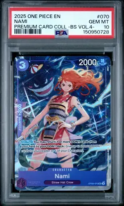 2025 ONE PIECE #070 PCC PREMIUM BEST SELECTION VOL 4 GENGAR NAMI PSA 10 GEM MINT - Image 1