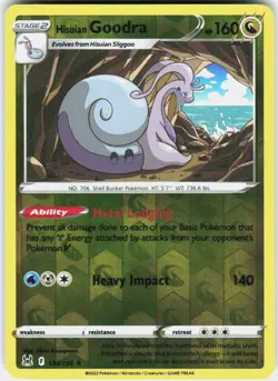 Hisuian Goodra 134/196 Holo Rare Lost Origin Pokemon Reverse Holo Near Mint - Image 1