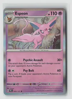 Espeon #033/131 Sv Prismatic Evolutions Holo Rare Pokemon TCG NM - Image 1
