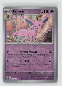 Espeon #033/131 Sv Prismatic Evolutions Reverse Holo Rare Pokemon TCG NM - Image 1