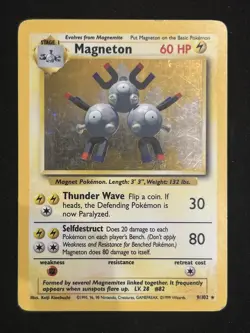 Pokemon TCG Magneton Base Set Holo Rare Card 9/102 LP/MP - Image 1
