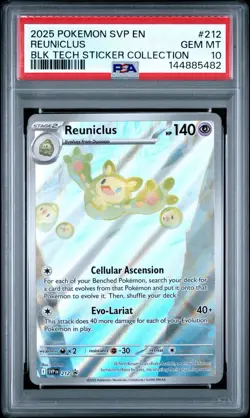 2025 POKEMON SVP BLACK BOLT TECH STICKER COLLECTION #212 REUNICLUS PSA 10 - Image 1