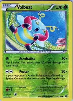 Volbeat 17/160 Common - Pokemon TCG XY: Primal Clash - Reverse Holo (NM) - Image 1