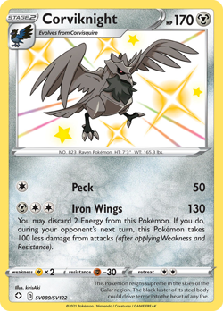 CORVIKNIGHT SV089/SV122 SHINY RARE SHINING FATES SHINY VAULT POKEMON NEAR MINT - Image 1