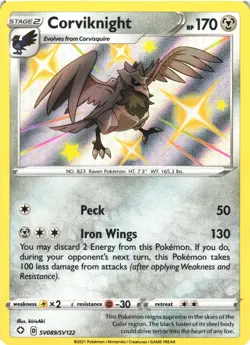 CORVIKNIGHT SV089/SV122 SHINY RARE SHINING FATES SHINY VAULT POKEMON NEAR MINT - Image 2