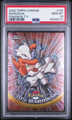 2000 TOPPS CHROME POKEMON T.V. #105 MAROWAK PSA 10 - Image 1