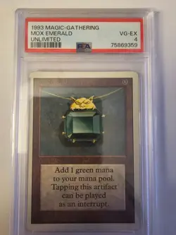 Mox Emerald– Unlimited (Power 9) | PSA 4 VG-EX | Vintage MTG - Image 1