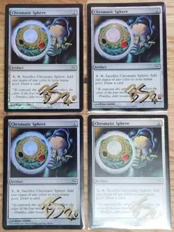 4x Chromatic Sphere Foil Signed MTG Magic The Gathering Mirrodin Playset MP - Image 1