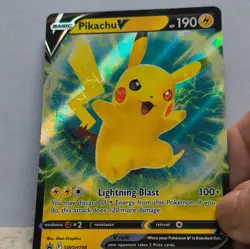 Pokemon TCG Pikachu V SWSH198 Promo Full Art Holo Basic 190HP Lightning Blast - Image 1