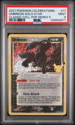 2021 Pokemon Celebrations Classic Collection Umbreon-Gold Star #17 PSA 9 - Image 1