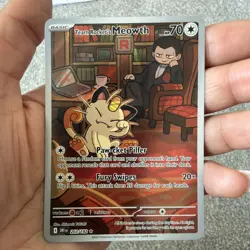 Pokemon TCG Team Rocket's Meowth 203/182 Destined Rivals Illustration Rare - Image 1