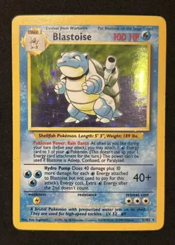 Pokemon Base Set Blastoise 2/102 Holo Unlimited WOTC MP Vintage Rare - Image 1