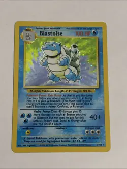 Pokemon TCG Blastoise Holo Unlimited Holographic Card 2/102 Base Set MP - Image 1