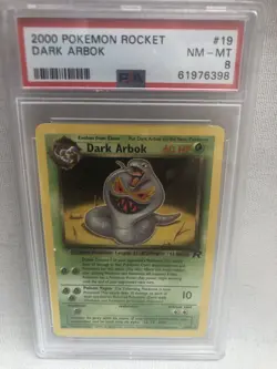 PSA 8 WOTC 2000 Team Rocket Unlimited Dark Arbok 19/82 Non Holo Rare Card NM-MT - Image 1