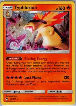 Typhlosion 42/214 Holo SM - Lost Thunder - Pokemon Card - NM - Image 1