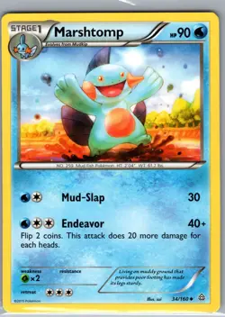 Marshtomp 34/160 Non Holo XY - Primal Clash - Pokemon Card - NM - Image 1