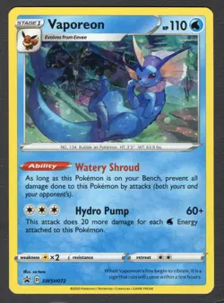 Vaporeon SWSH072 Holo Rare LP Pokemon Card HQ Scan - Image 1