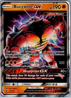 Buzzwole GX 57/111 SM - Crimson Invasion - Pokemon Card - NM - Image 1