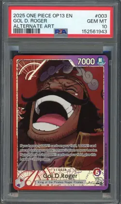 PSA 10 Gol D. Roger (Alt Art) Carrying On His Will OP13-003 EN One Piece B14 - Image 1
