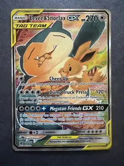 Eevee & Snorlax GX SM169 Holo Sun & Moon Promo Pokemon Card - Image 1