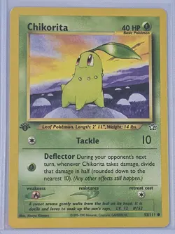 2000 Chikorita #53 Neo Genesis Regular Pokemon Card Common 1st Edition - LP - Image 1