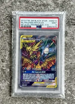 2019 Pokemon S&M Black Star Promo - Moltres & Zapdos & Articuno GX #SM210 PSA 9 - Image 1