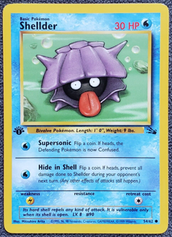 1st Edition Shellder - Fossil - #54/62 - Vintage Pokemon Card 1999 WOTC - Image 1