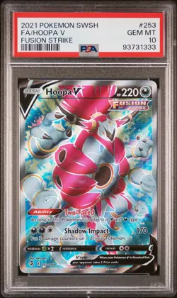 2021 Pokemon Sword & Shield Fusion Strike Hoopa V Full Art 253/264 #253 PSA 10 - Image 1