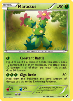Maractus 12/114 Rare Black & White Pokemon Near Mint - Image 1