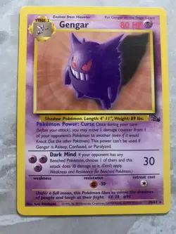 Pokemon TCG - Gengar - 20/62 - Rare Unlimited - Fossil- WOTC - Image 1
