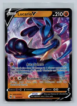 Lucario V 027/073 Holo V Rare Champion's Path Pokemon Near Mint - Image 1