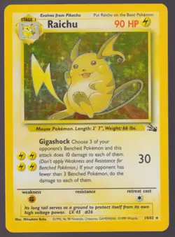 Pokemon TCG Raichu 14/62 Fossil Holo Rare WOTC 1999 HP - Image 1