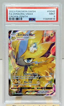 2023 POKEMON SWORD & SHIELD CROWN ZENITH #GG42 FULL ART/ZERAORA VMAX PSA 9 - Image 1