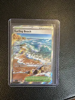 Surfing Beach 114/086 Chaos Rising Pokemon TCG Trainer Stadium Full Art Holo - Image 1