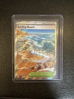 Surfing Beach 114/086 Chaos Rising Pokemon TCG Trainer Stadium Full Art Holo - Image 3