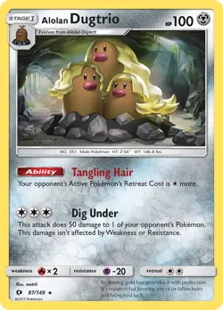 Alolan Dugtrio 87/149 Holo Rare SM Base Set Pokemon Card - Image 1