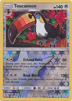 Toucannon 108/149 Rare Reverse Holo SM Base Set Pokemon Card - Image 1