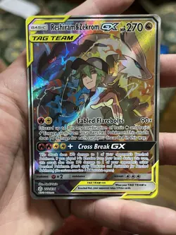 Pokemon Reshiram & Zekrom GX TAG TEAM Holo Card 222/236 English 2019 - Image 1