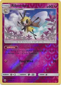 Ribombee 93/149 Reverse Holo SM Base Set Pokemon Card - Image 1