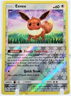 Eevee 101/149 Common Reverse Holo SM Base Set Pokemon Card - Image 1